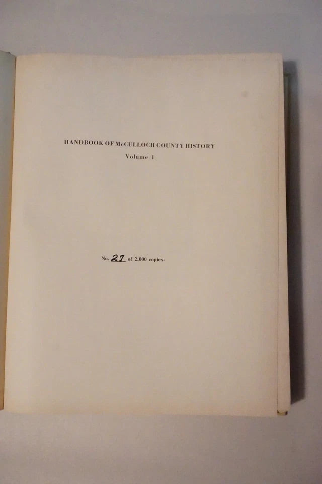 Handbook of McCulloch County Texas History Volumes 1 and 2