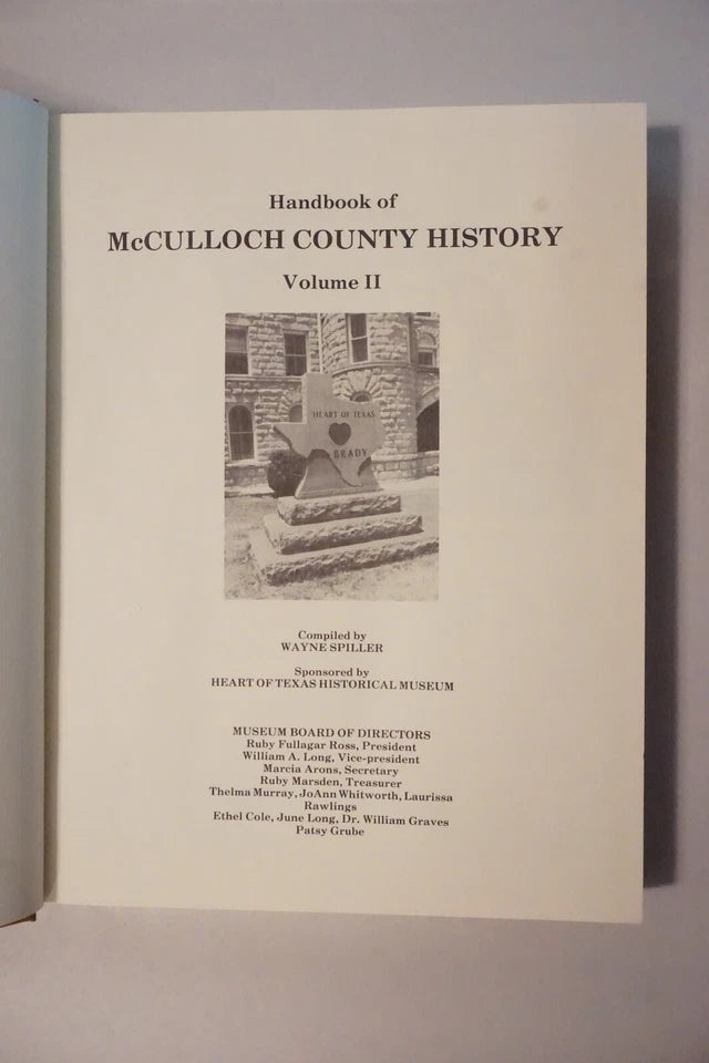 Handbook of McCulloch County Texas History Volumes 1 and 2