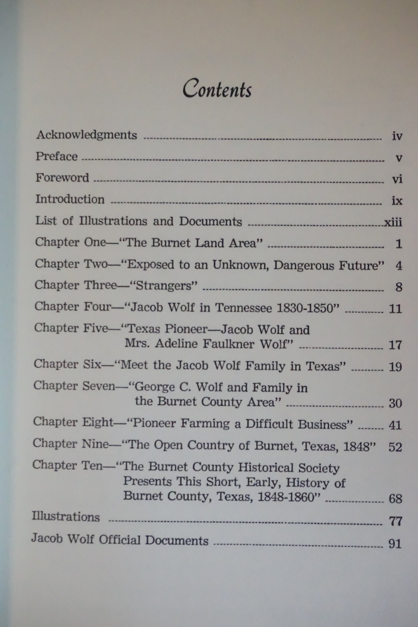 Jacob Wolf: Burnet County, Texas Pioneer by R.S. Crawford 1969