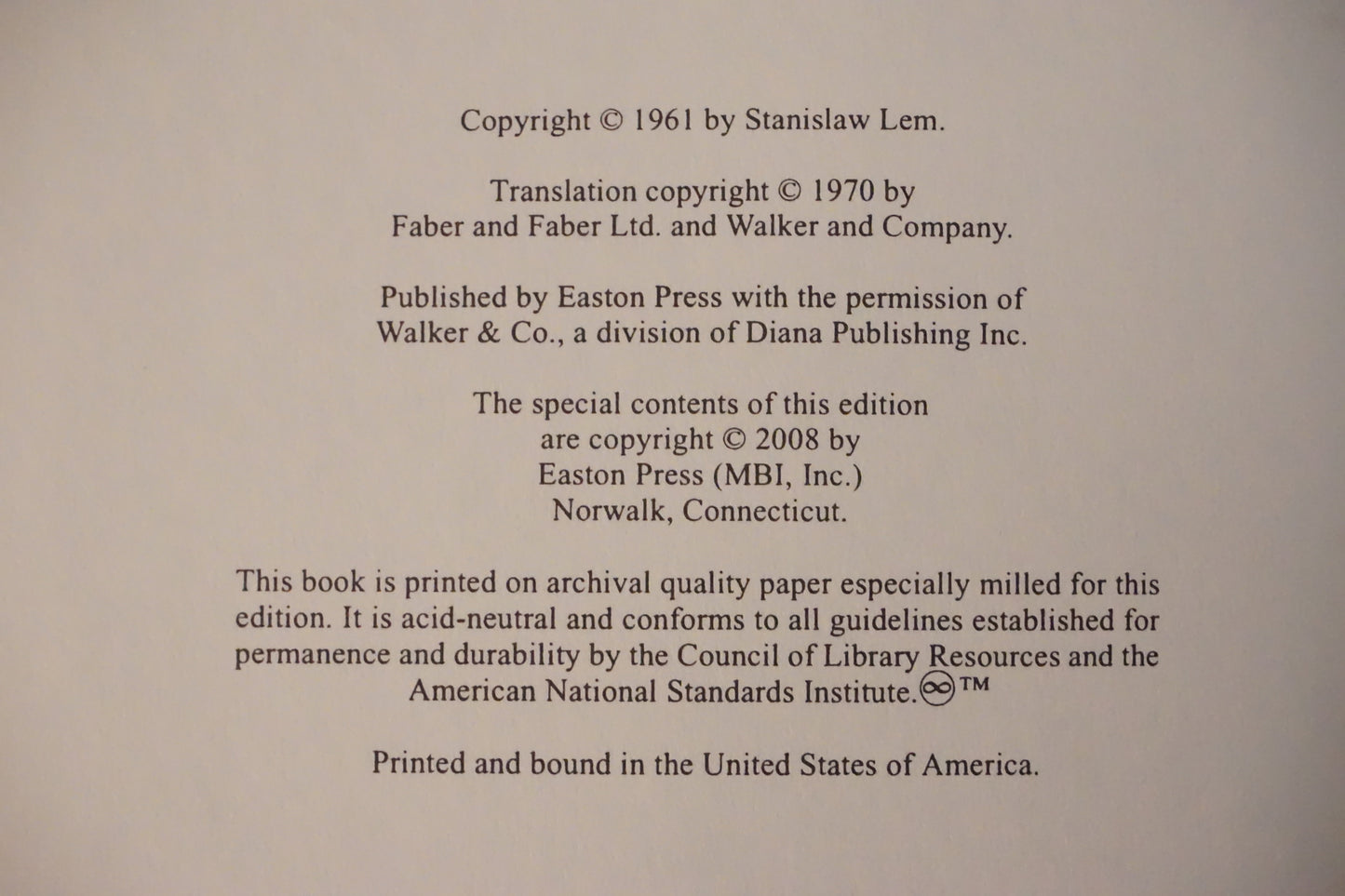 Solaris by Stanislaw Lem 2008 - Easton Press