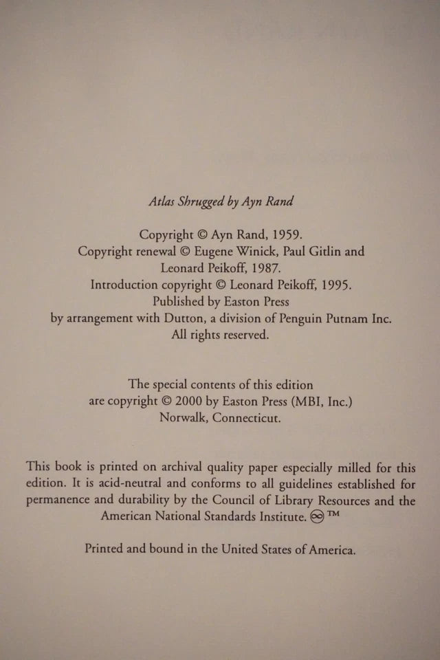 Atlas Shrugged - Volumes 1 and 2 by Ayn Rand 2000 - Easton Press