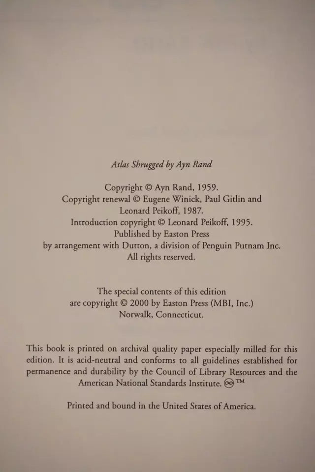 Atlas Shrugged - Volumes 1 and 2 by Ayn Rand 2000 - Easton Press
