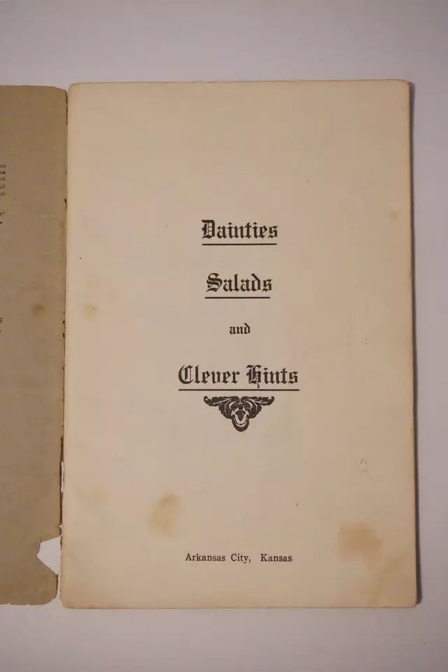 Very Rare Arkansas City, Kansas Cookbook - Early 1900's