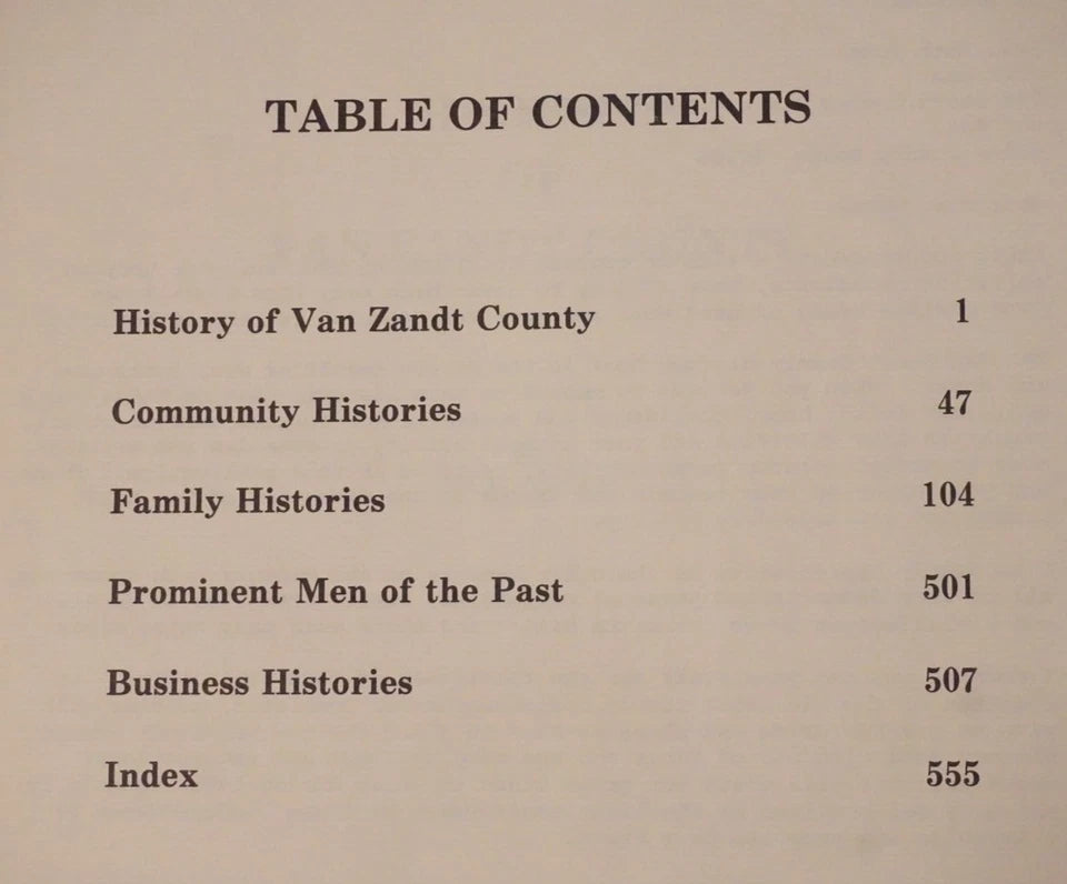 Van Zandt, Texas County History - Volume I 1984
