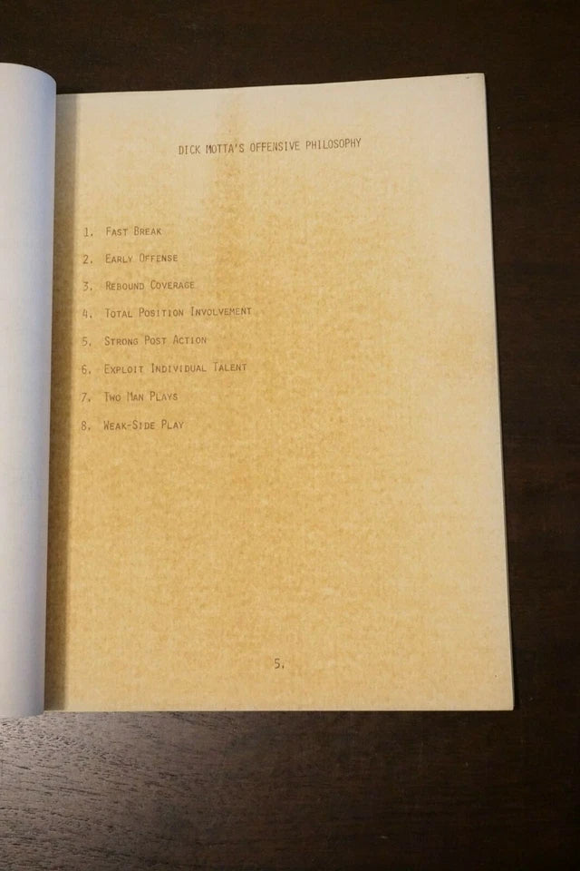 Vintage Dick Motta Basketball Playbook and Diagrams