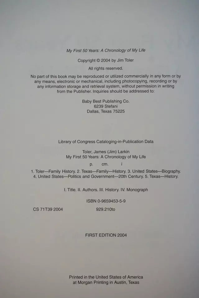 James Larkin Toler Collection - Back and Toler Family History