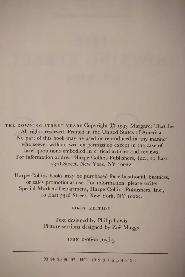 The Downing Street Years by Margaret Thatcher 1993 - Signed