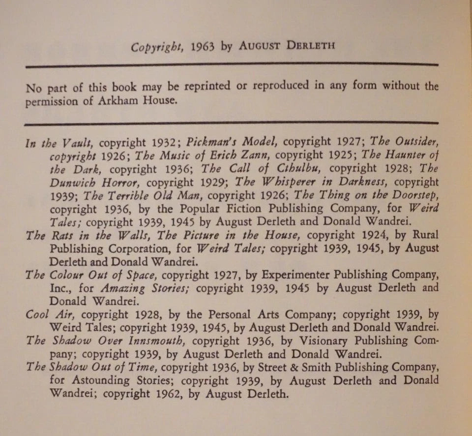The Dunwich Horror by H.P. Lovecraft 1963 - 2nd State Jacket