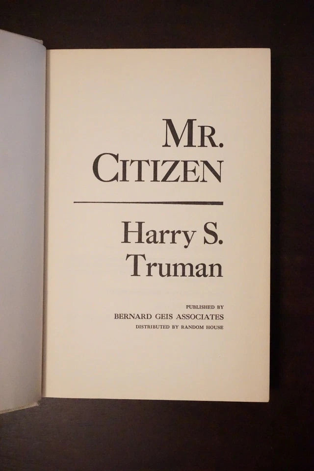 Mr. Citizen by Harry S. Truman 1960 - Signed