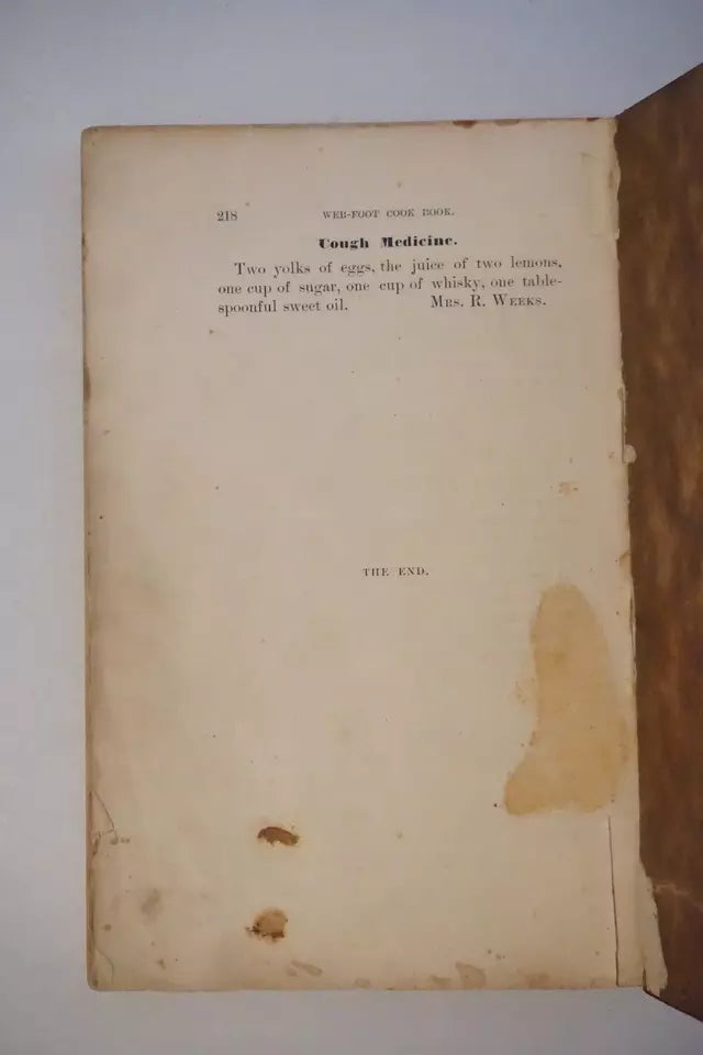 Extremely Rare Copy of The Web-Foot Cook Book 1885 Portland, Oregon