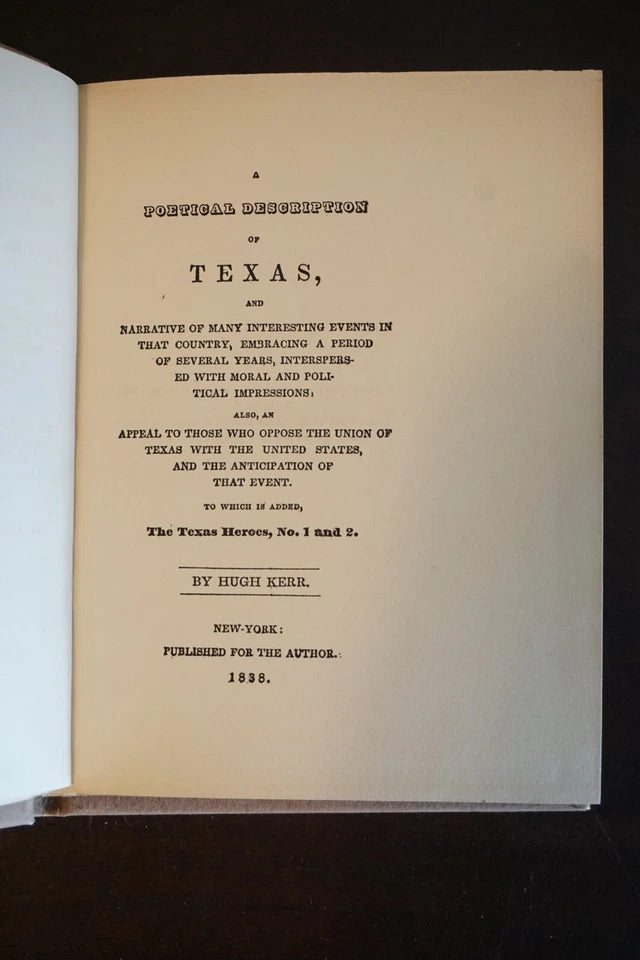 Kerr's Poem on Texas by Hugh Kerr - 1936