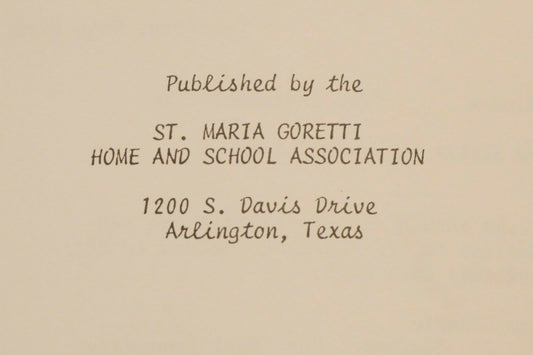 Vintage St Maria Goretti School Cookbook Arlington Texas 1960's Spiralbound
