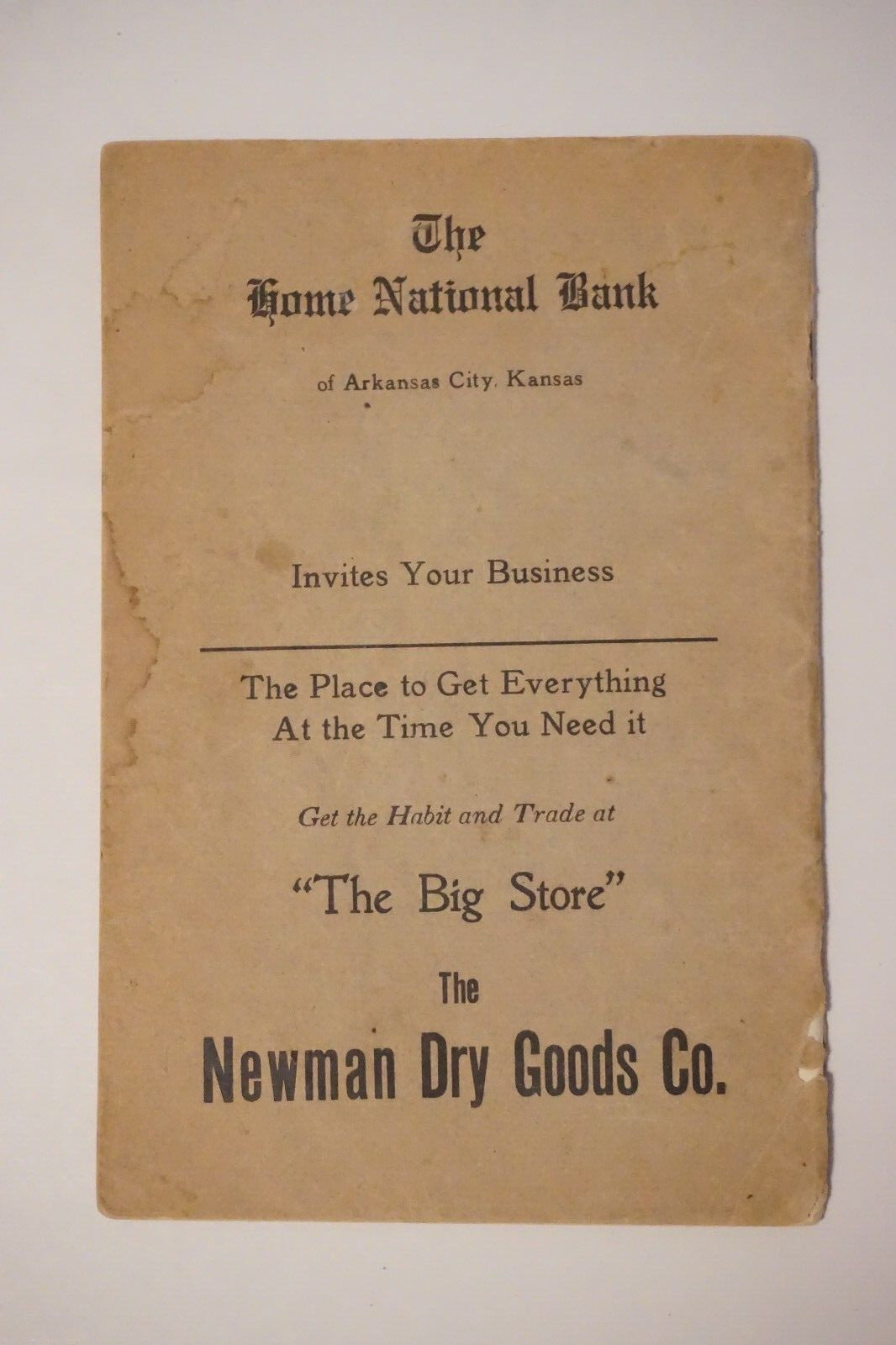 Very Rare Arkansas City, Kansas Cookbook (Early 1900's)