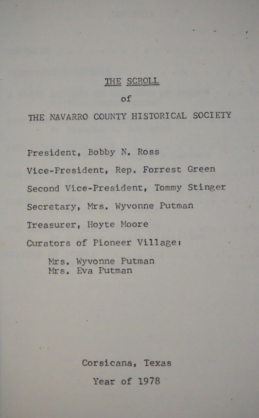 Navarro County Scroll - Volume XXIII 1978 Softcover