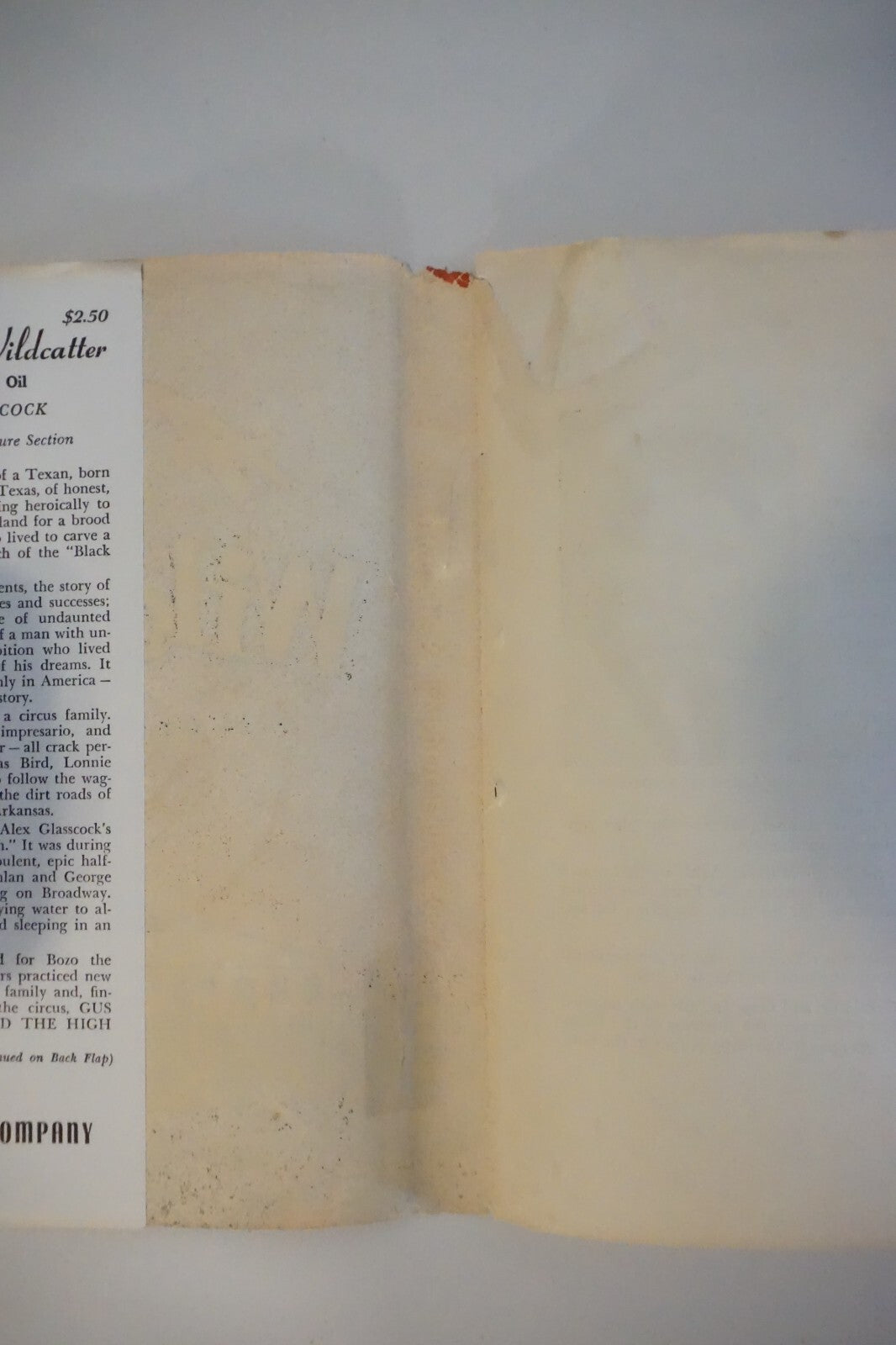 A Texas Wildcatter by Lucille Glasscock 1954 Signed HC DJ