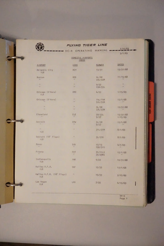 Flying Tiger Line Douglas DC-8 Operating Manual 1969