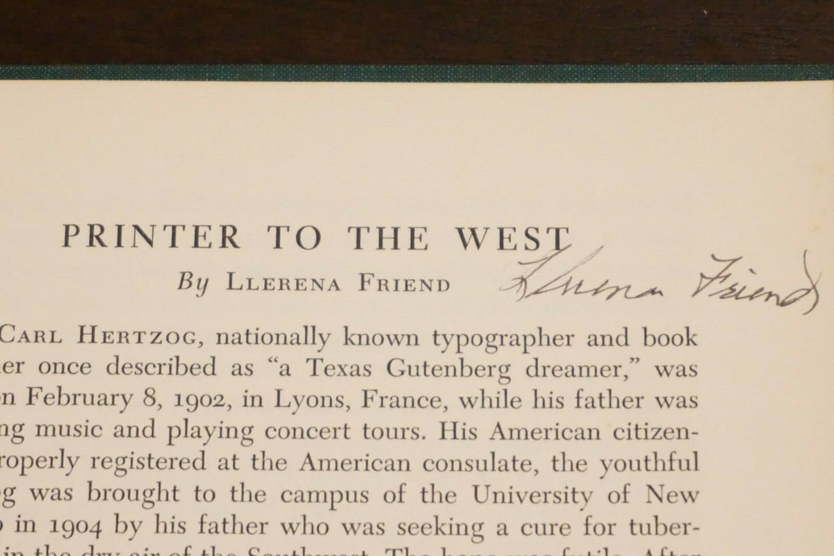Rare Copy of Texas and the West Catalogue 19 Carl Hertzog Bibliography
