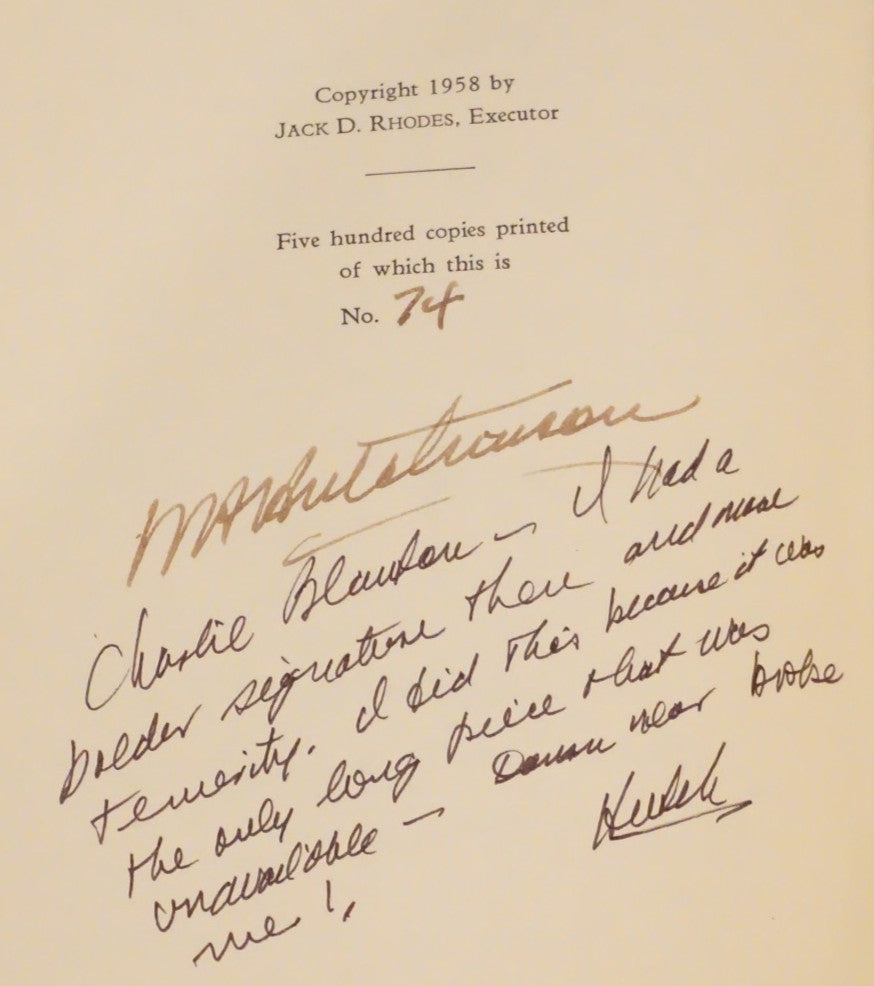 The Line of Least Resistance by Eugene Manlove Rhodes Limited Edition Signed