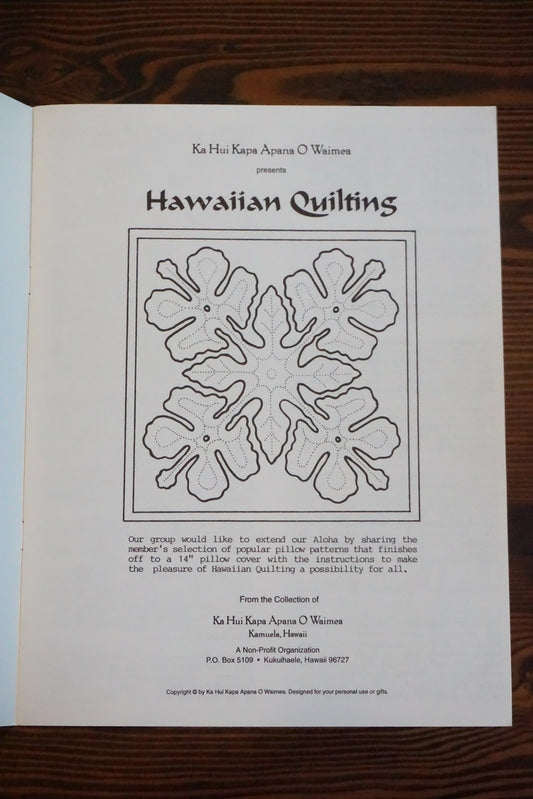 Hawaiian Quilting Pillow Patterns Ka Hui Kapa Apana O Waimea Booklet Blue Cover