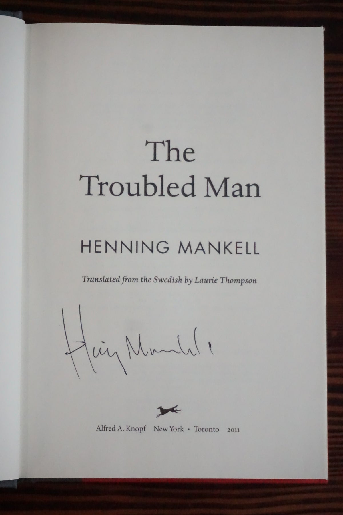The Troubled Man by Henning Mankell 2011 Signed First Edition Wallander HC