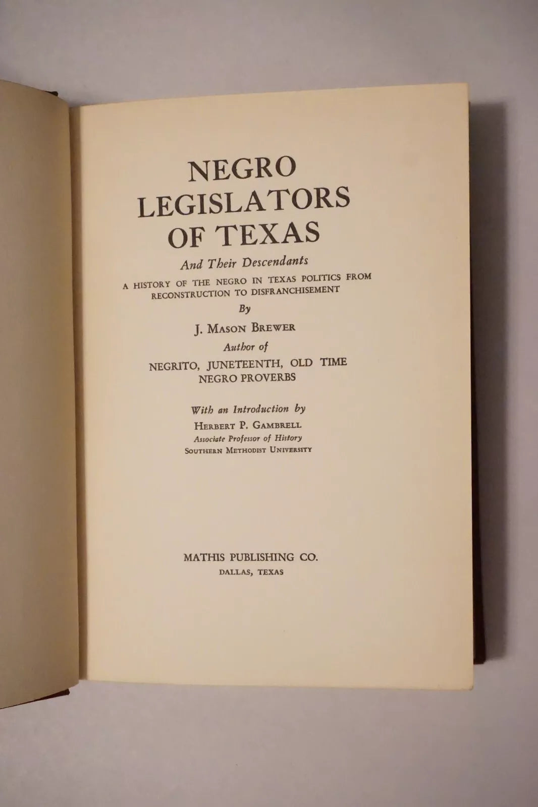 Negro Legislators of Texas by J. Mason Brewer 1935