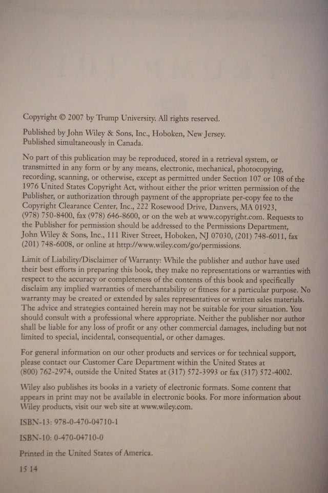 Trump 101: The Way To Success by Donald J. Trump 2007 - Signed on Dust Jacket