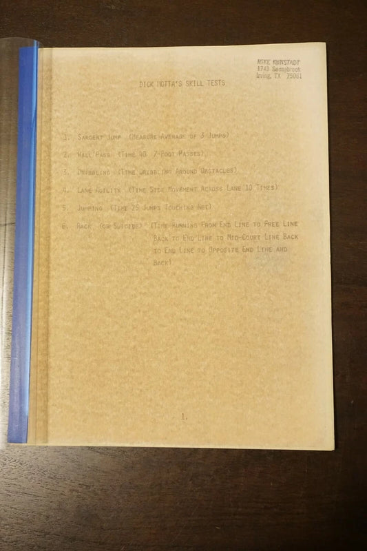 Vintage Dick Motta Basketball Playbook and Diagrams