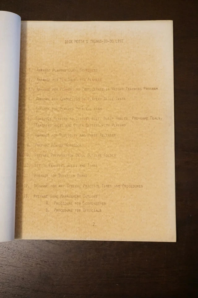 Vintage Dick Motta Basketball Playbook and Diagrams