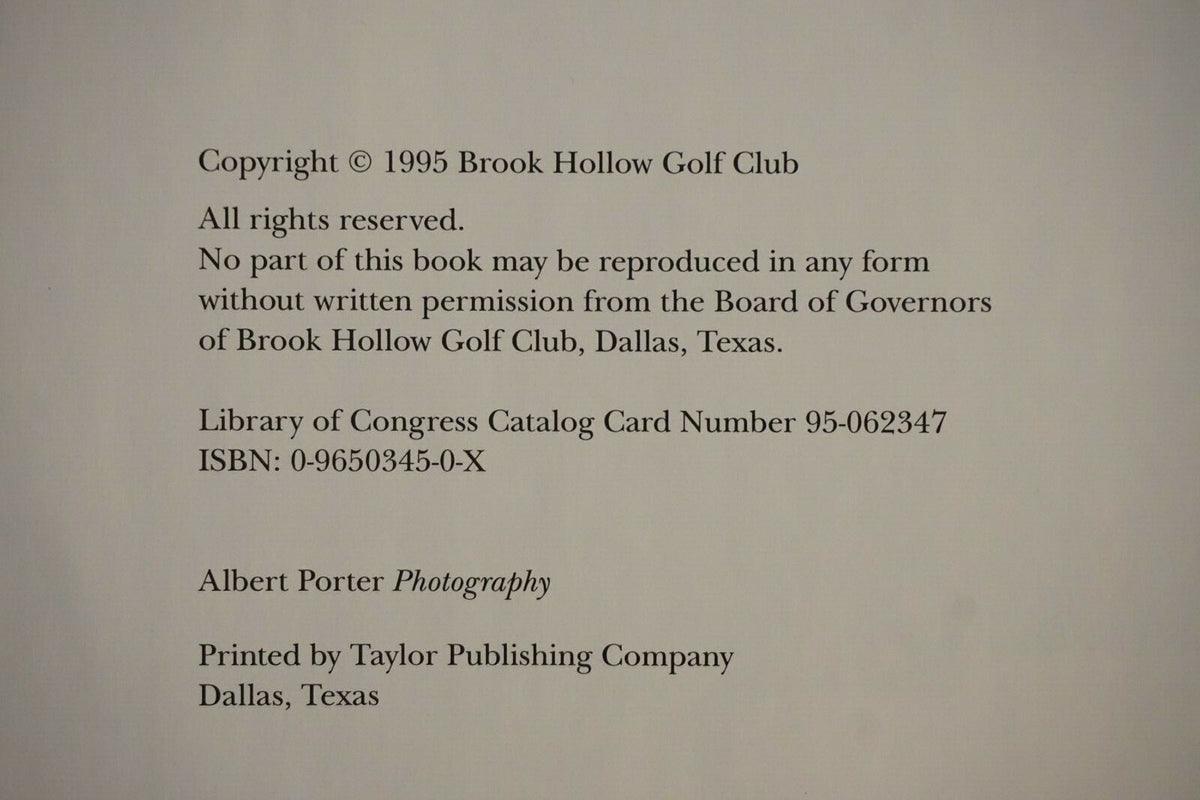 The Brook Hollow Golf Club - The First 75 Years by Rhonda Glenn 1995 HC