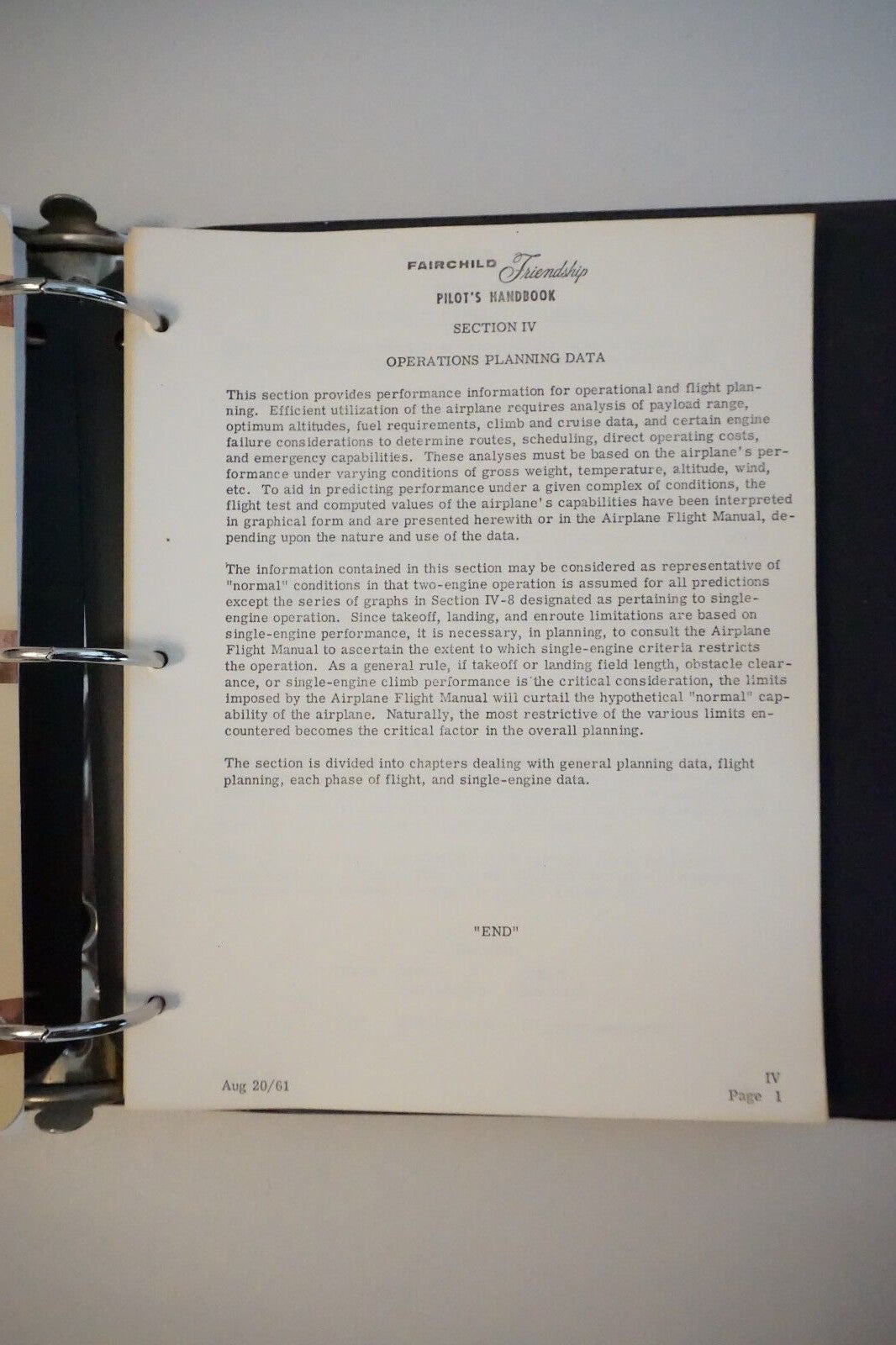 Fairchild Hiller F-27 Pilot's Handbook 1968
