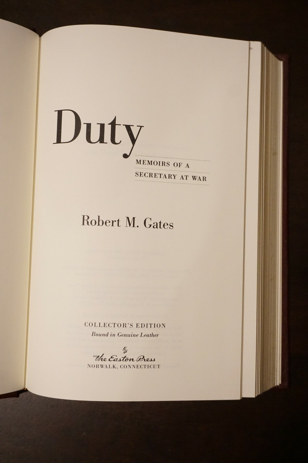 Duty by Robert M. Gates 2014 Easton Press Leatherbound