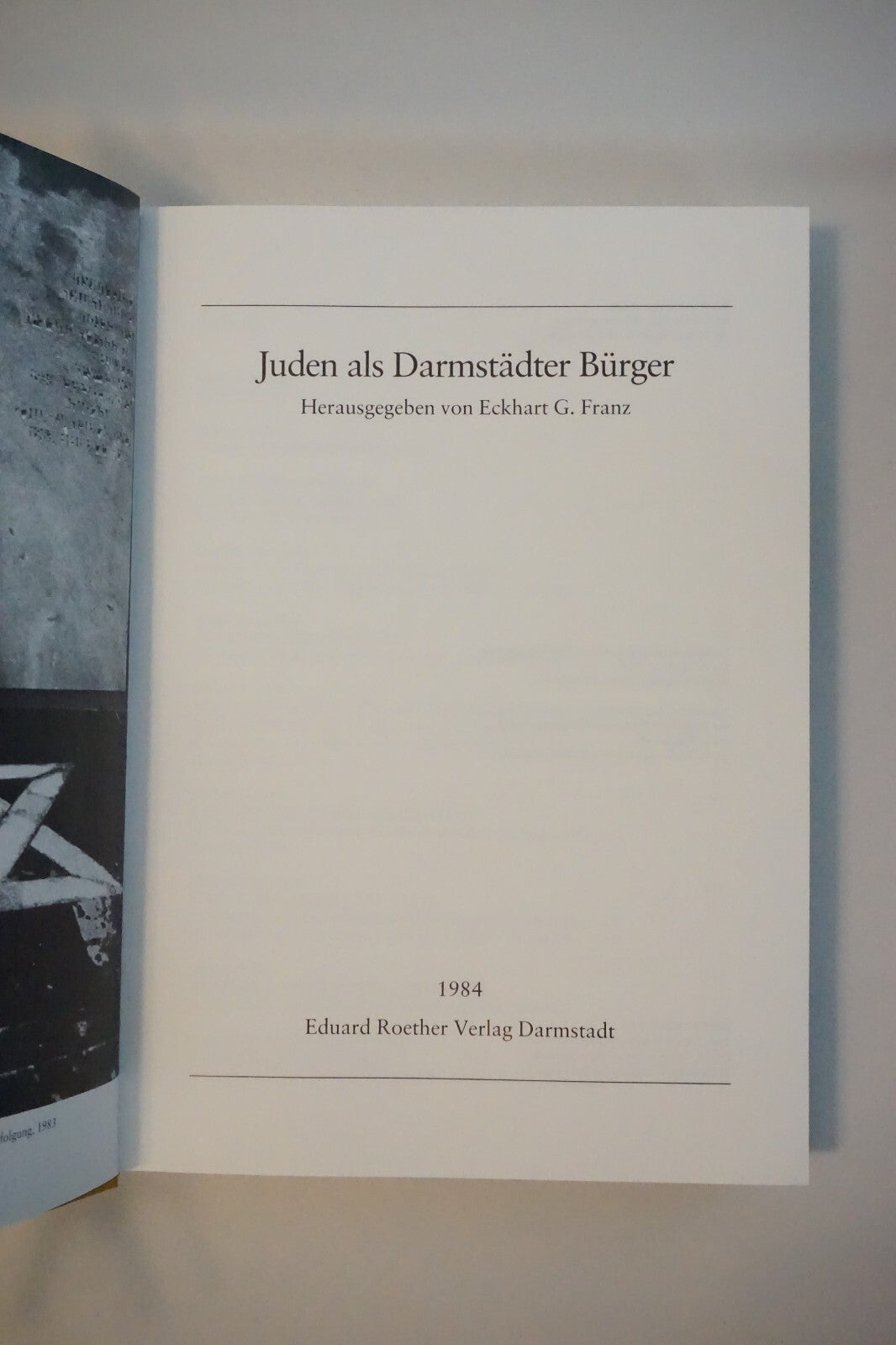 Juden als Darmstadter by Eckhart Franz 1984 HC DJ