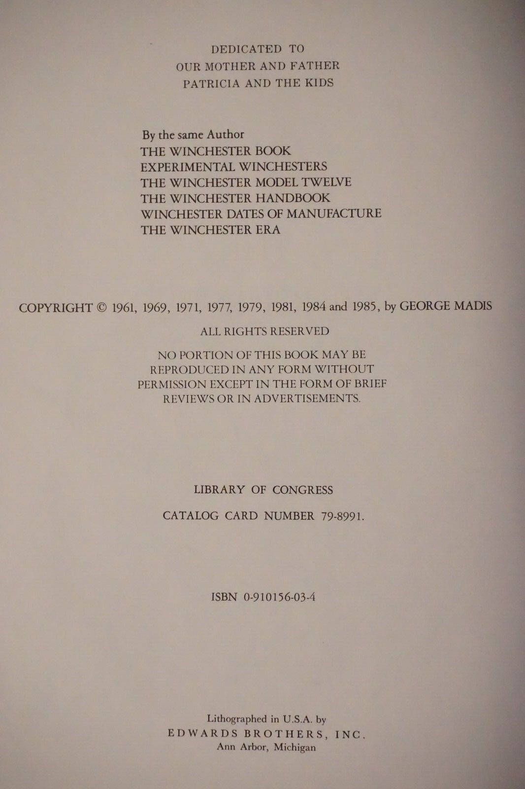 The Winchester Book by George Madis 1985 Signed Hardcover Limited Edition