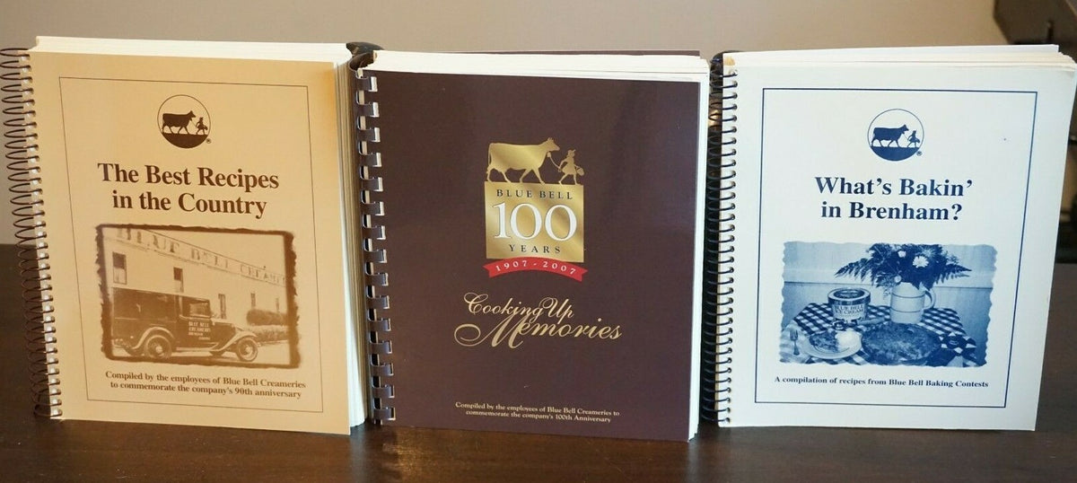 Blue Bell Creameries Cookbook Collection of Three Spiralbound Cookbooks