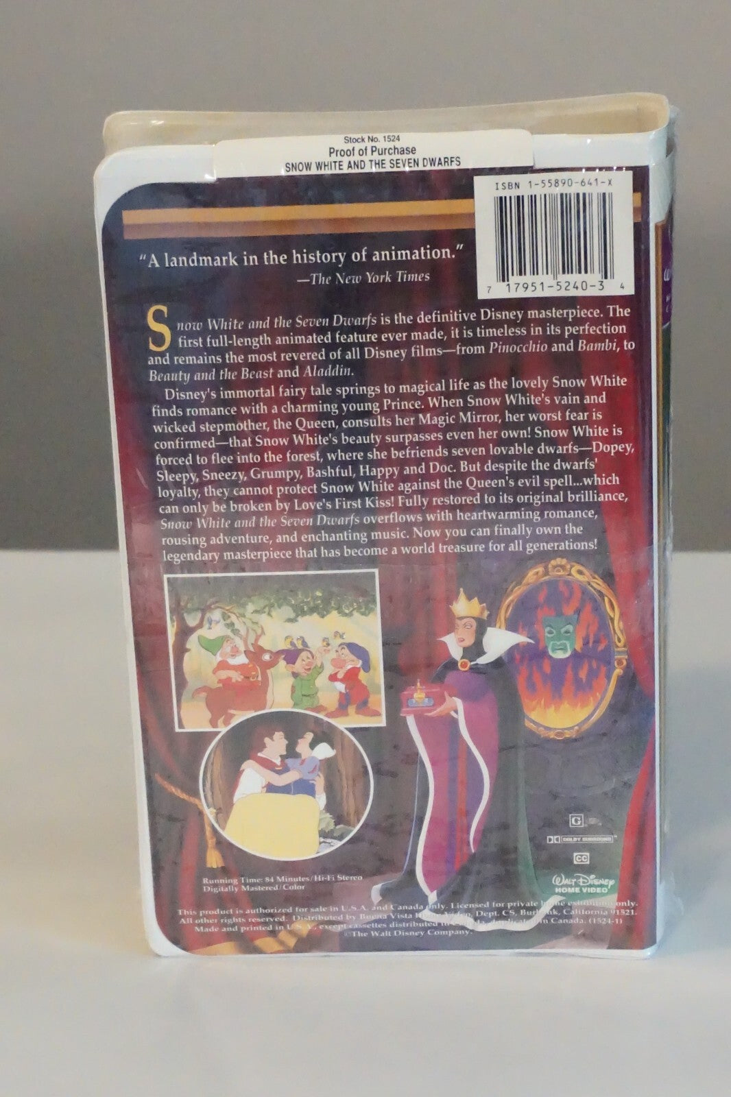 Snow White and the Seven Dwarfs (VHS, 1994) Walt Disney's Masterpiece Collection 717951524034