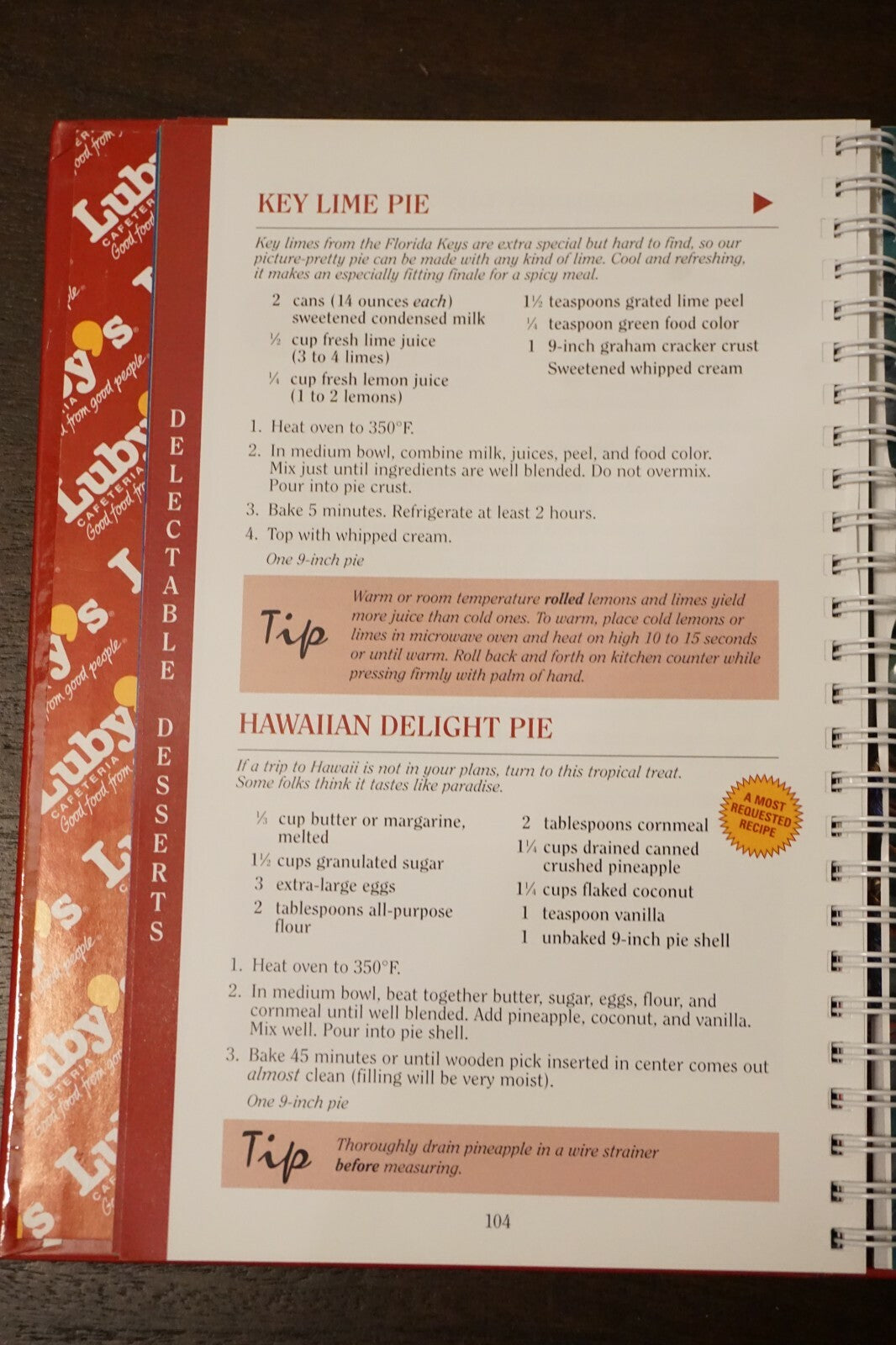 Luby's Cafeteria 50th Anniversary Recipe Collection Cookbook 1996