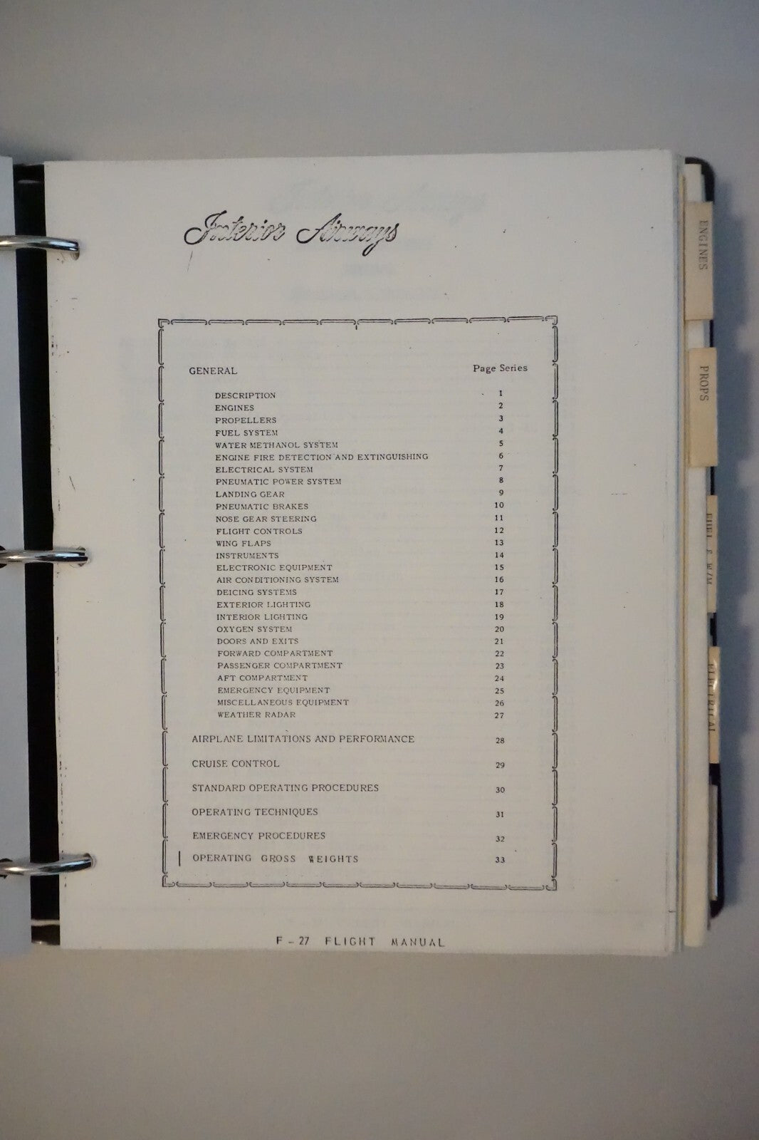 Interior Airways F-27 Airplane Manual For The 514-7 Engine