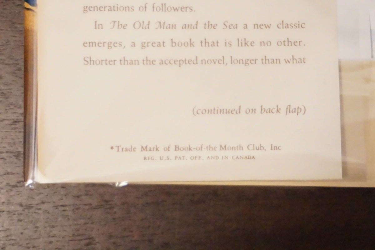The Old Man and The Sea by Ernest Hemingway 1952 HC DJ BOM "W"