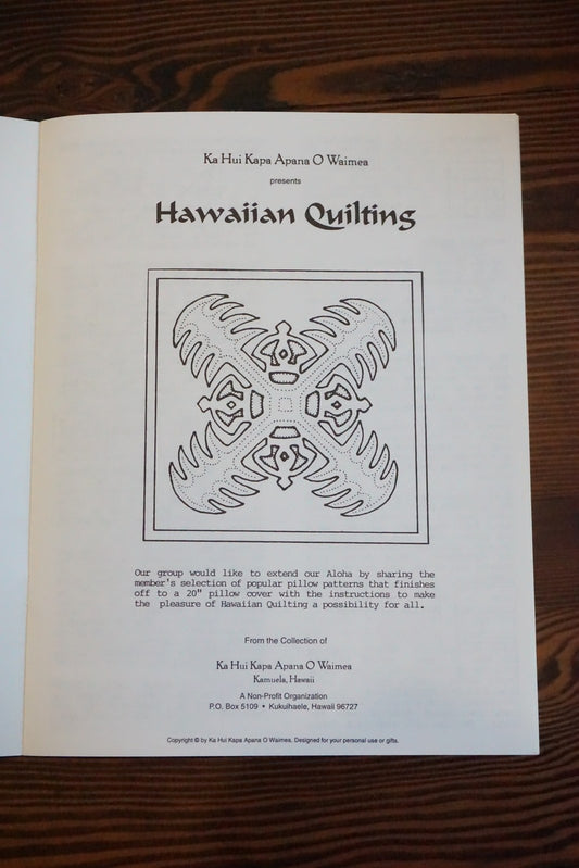 Hawaiian Quilting Pillow Patterns Ka Hui Kapa Apana O Waimea Booklet Green Cover