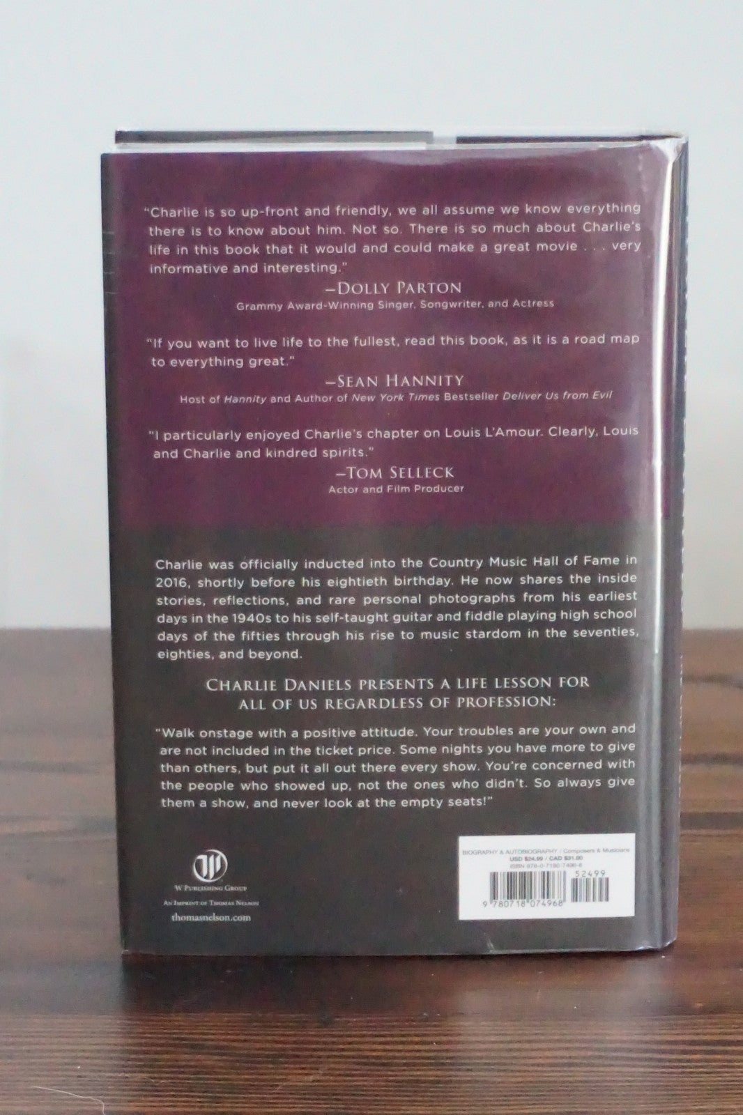 Never Look at the Empty Seats by Charlie Daniels 2017 Signed Bookplate COA HC