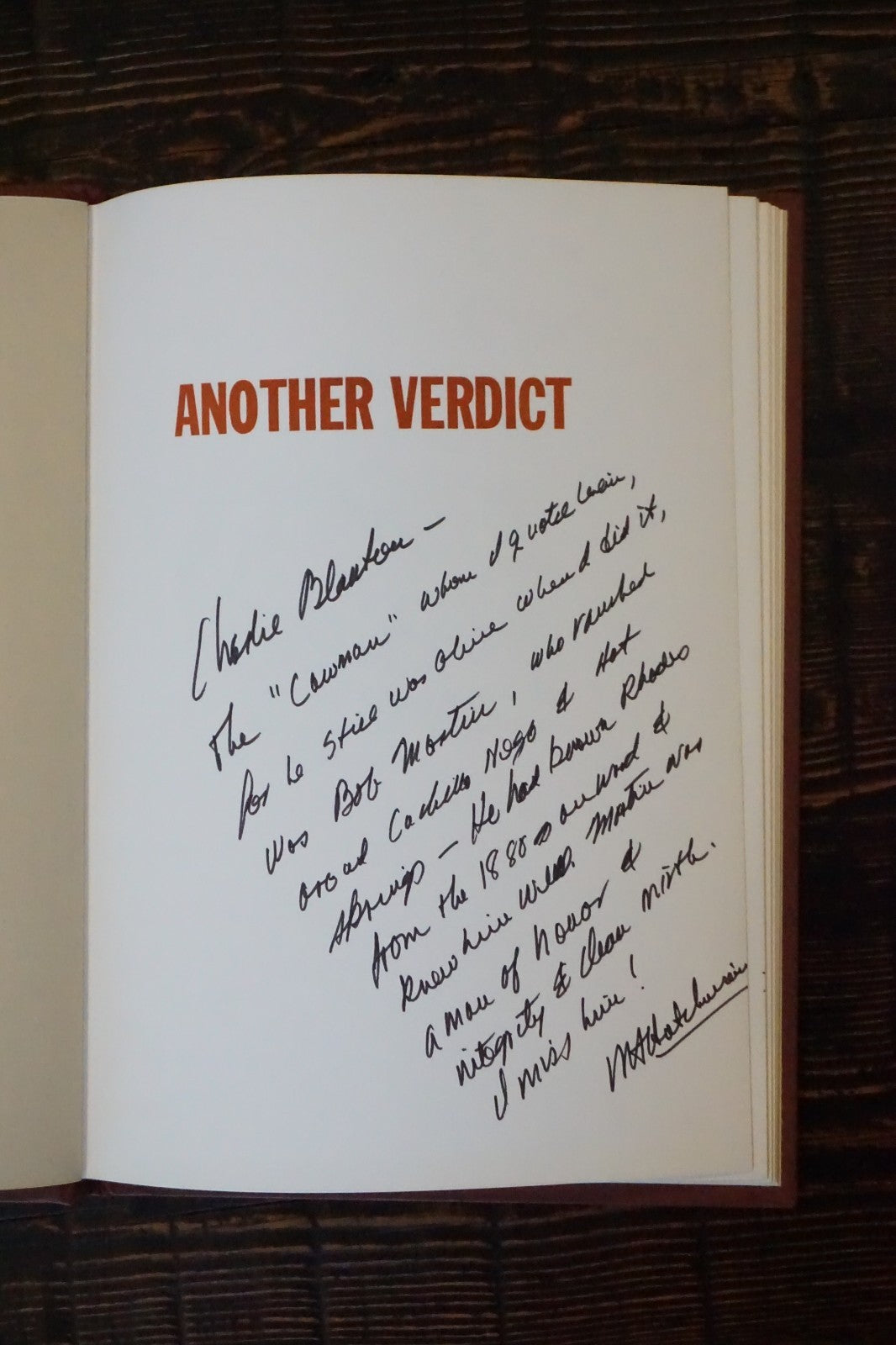 Another Verdict For Oliver Lee by W.H. Hutchinson 1965 Signed Hardcover