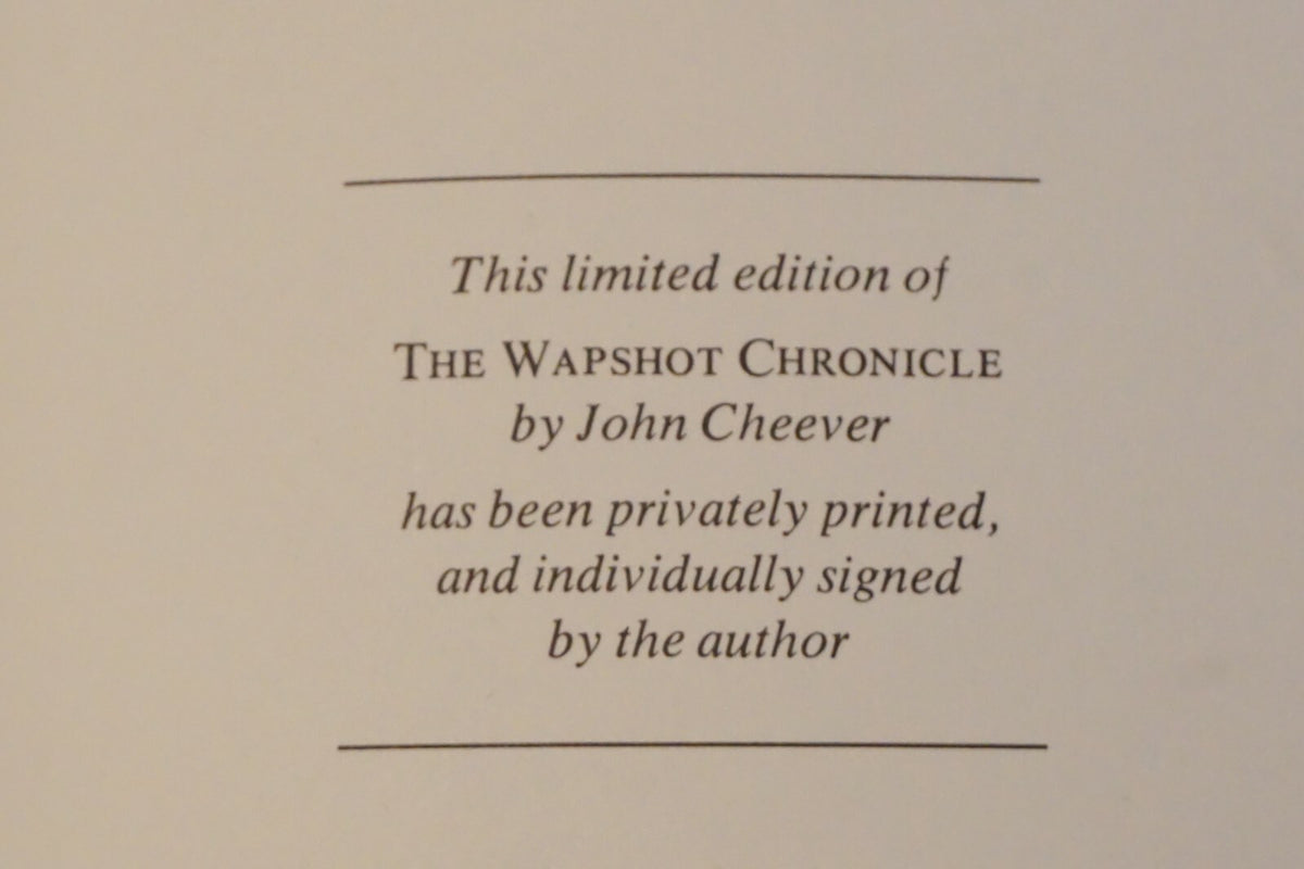 The Wapshot Chronicle by John Cheever Franklin Library 1978 Leather Signed