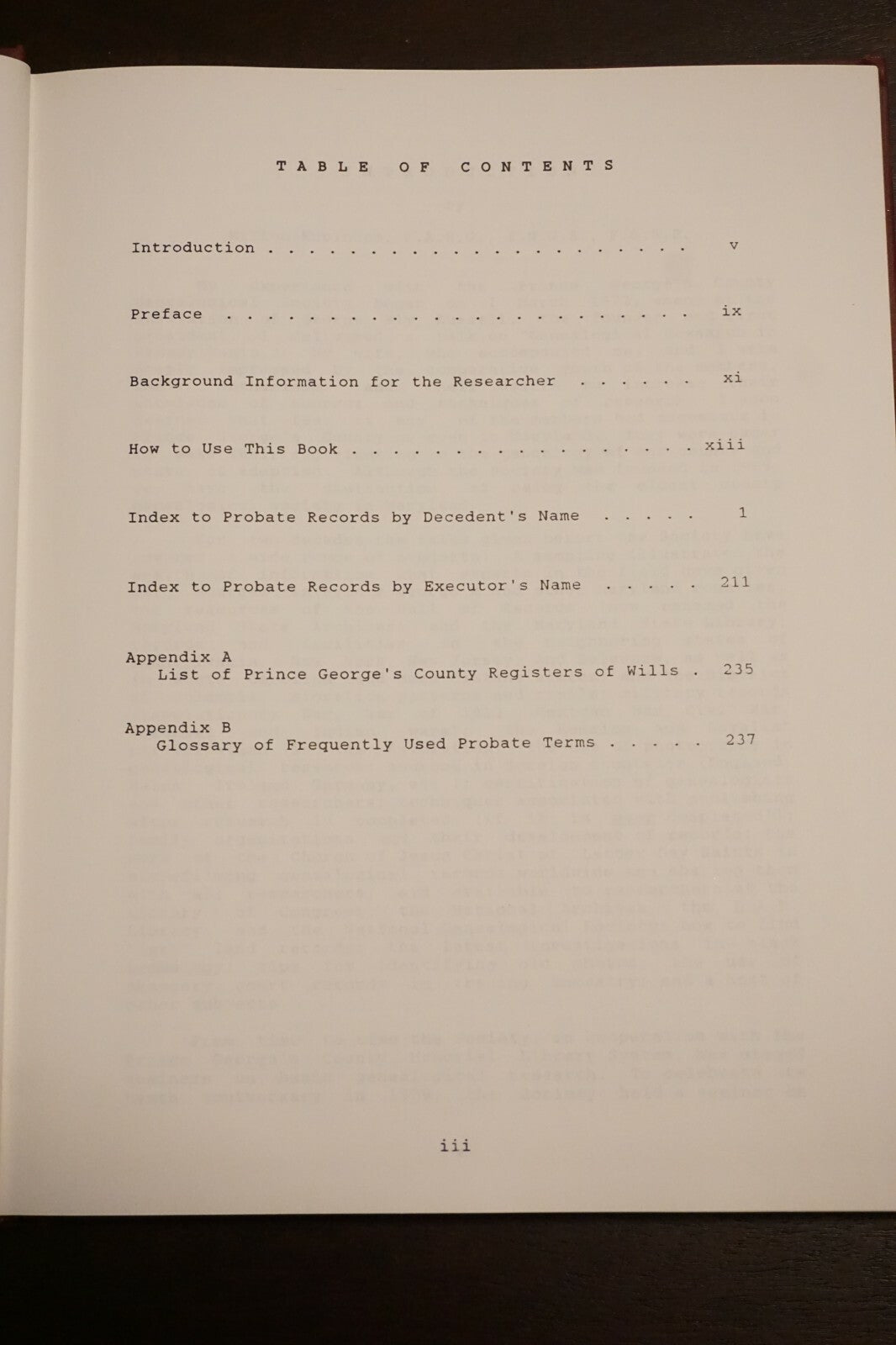 Index to the Probate Records Prince George's County Maryland (1696-1900) 1988 HC