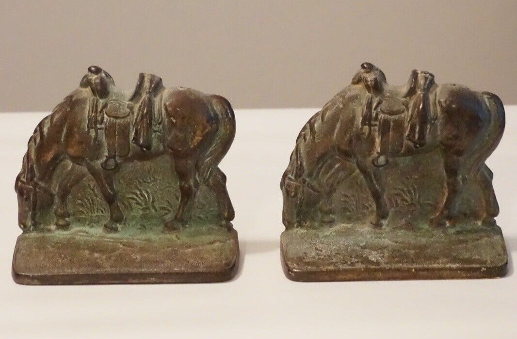 Set of Metal Western Horse Bookends