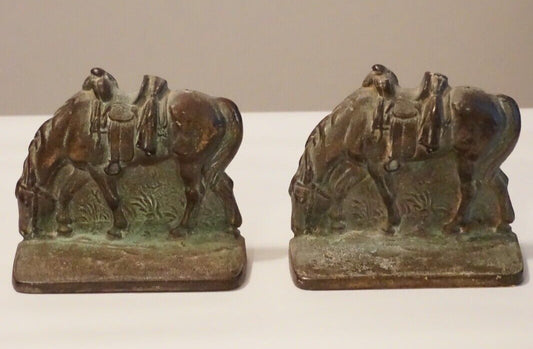 Set of Metal Western Horse Bookends
