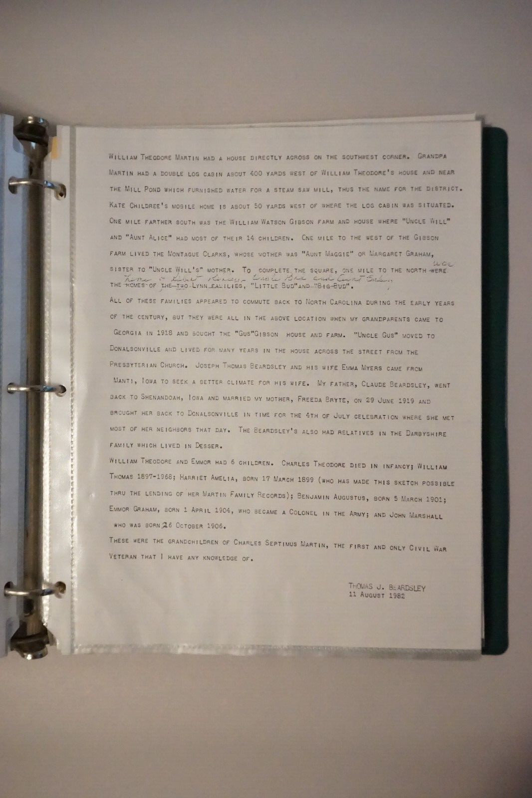 Martin Family Genealogy Research Notebook by William M. Montgomery