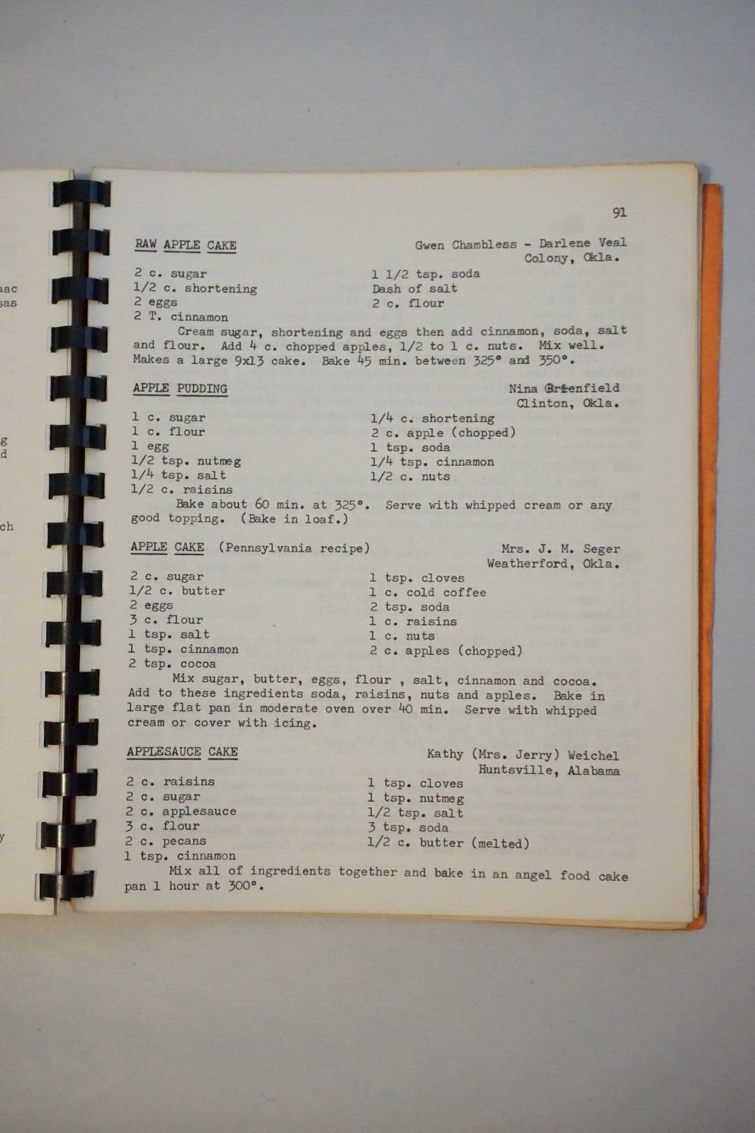 Rare - The Columbian Memorial Presbyterian Church Colony, Oklahoma Cookbook 1964