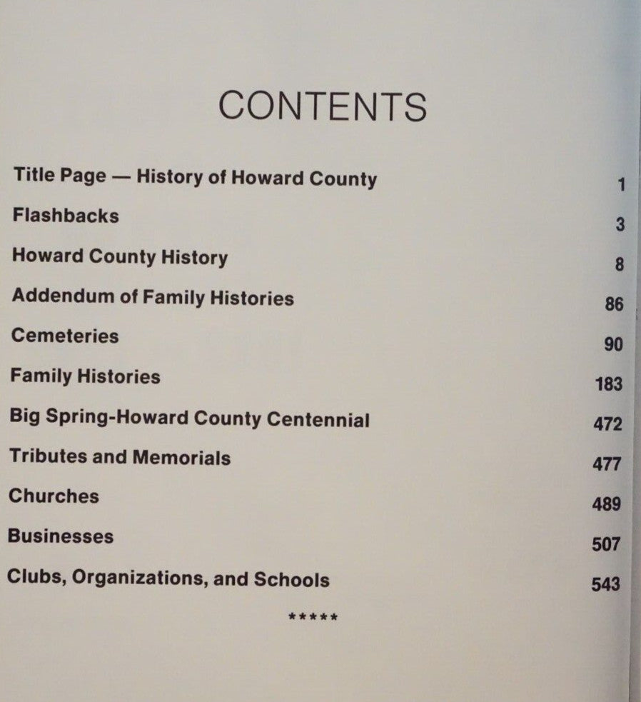 The History of Howard County Texas 1882-1982 Hardcover
