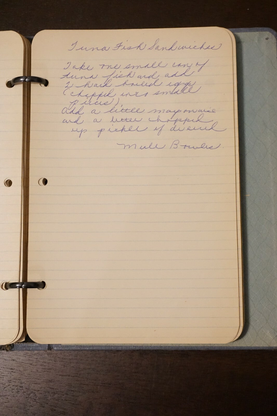 Vintage Binder with Approximately 65 Handwritten Pages of Recipes