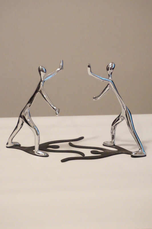 Mukul Goyal Design Modernist Sculpture Chrome Bookends